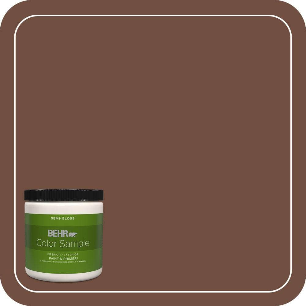 BEHR PREMIUM PLUS 8 oz. #N160-7 Brown Velvet Semi-Gloss Interior/Exterior Paint & Primer Color Sample