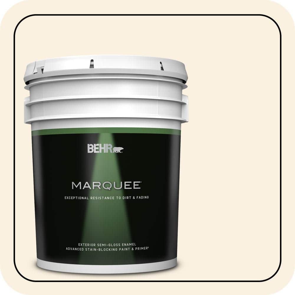 BEHR MARQUEE 5 gal. #W-F-300 Cotton Whisper Semi-Gloss Enamel Exterior Paint & Primer