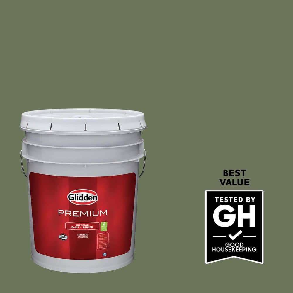 Glidden Premium 5 gal. PPG1124-6 Dark Sage Semi-Gloss Interior Latex Paint
