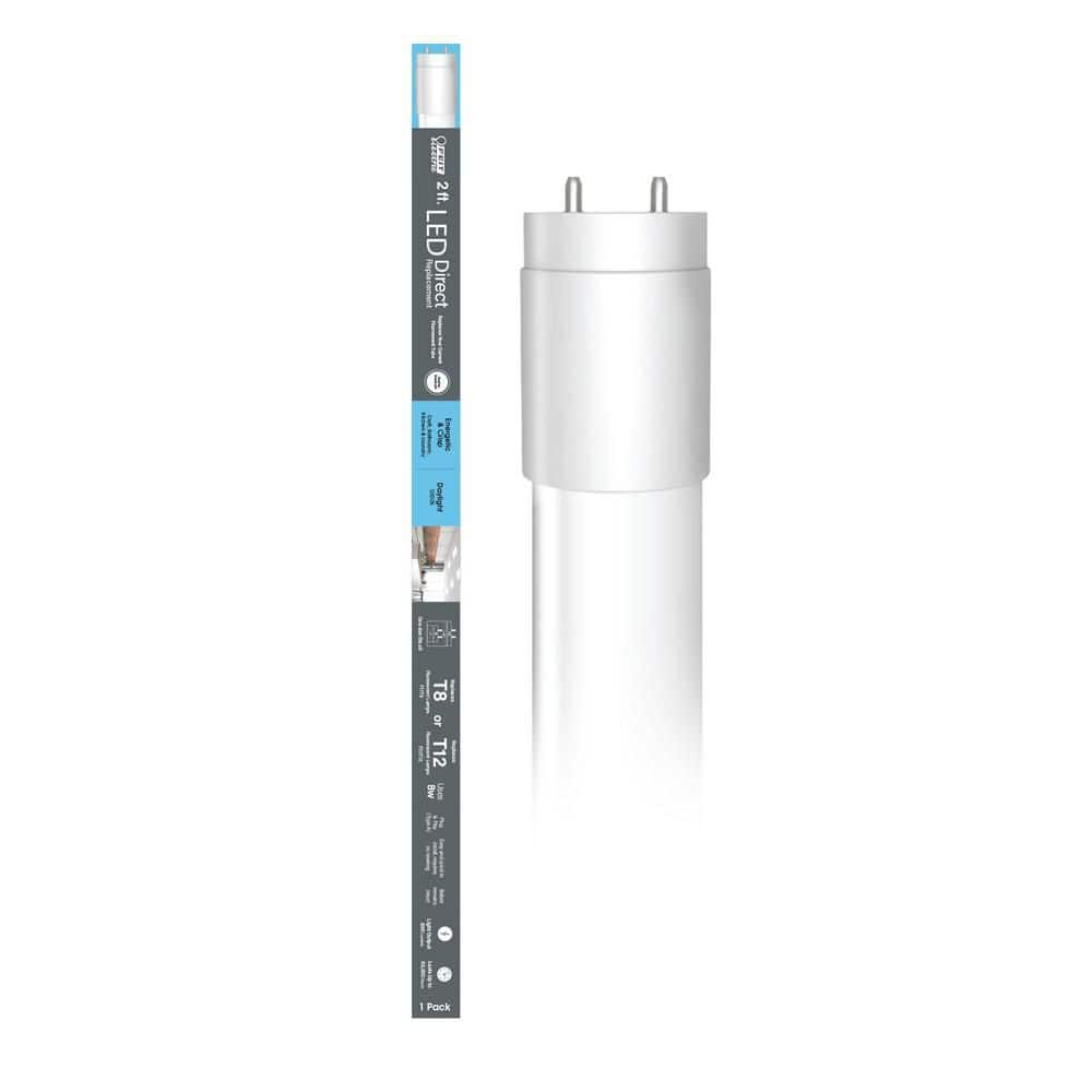 Feit Electric 10-Watt 2 ft. T8/12 G13 Type A Plug and Play Linear LED Tube Light Bulb, Daylight 5000K (2)