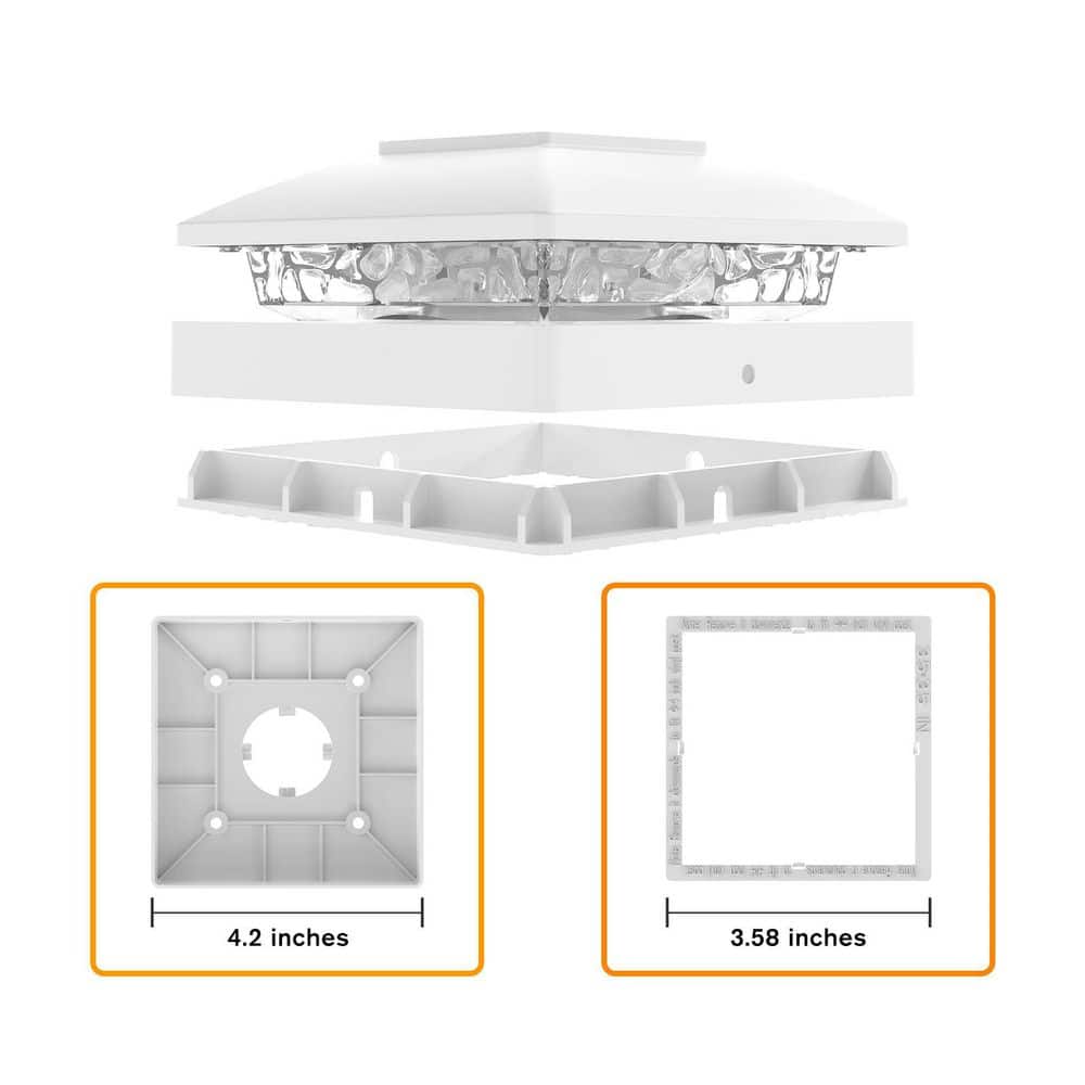 Unbranded Solar Post Cap Lights 8-Pack White IP44 Waterproof 15 Lumen LEDs Fits 4x4 Wood/Vinyl Posts (2)