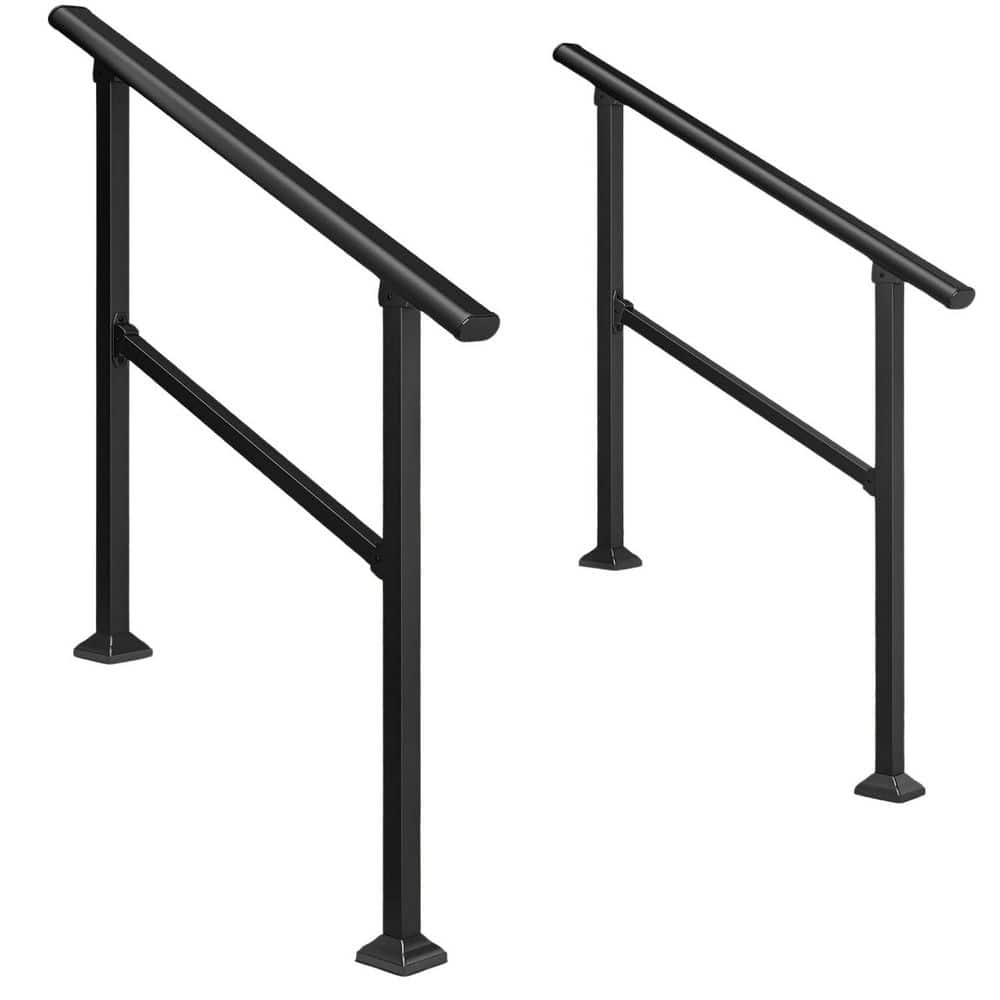 Afoxsos 3 Step Metal Handrails for Outdoor Steps Safety Stair Railing Kit Adjustable Ergonomic Design Easy to Install 2 Pack (1)