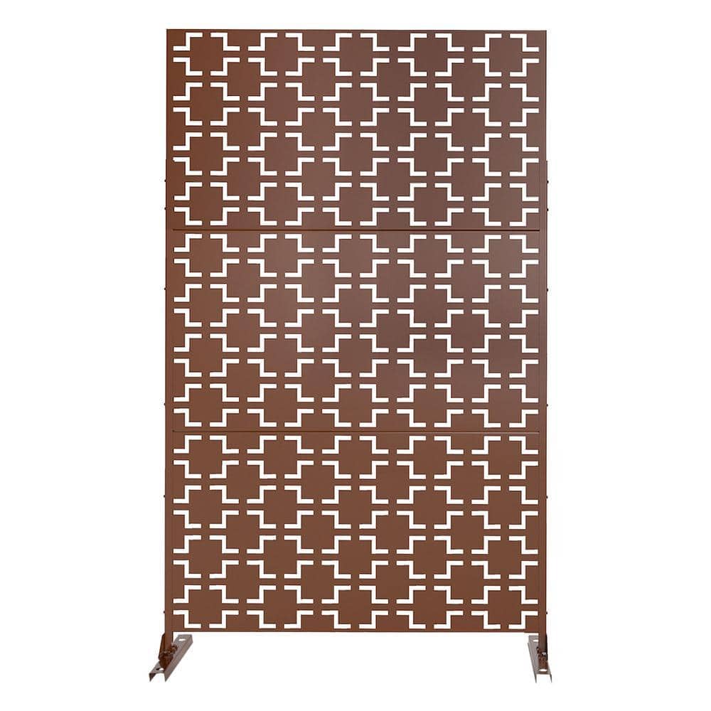 Lirago 76 in. W x 47.2 in. H 3-Panel Rust Color Outdoor/Indoor Wall Divider Privacy Screen