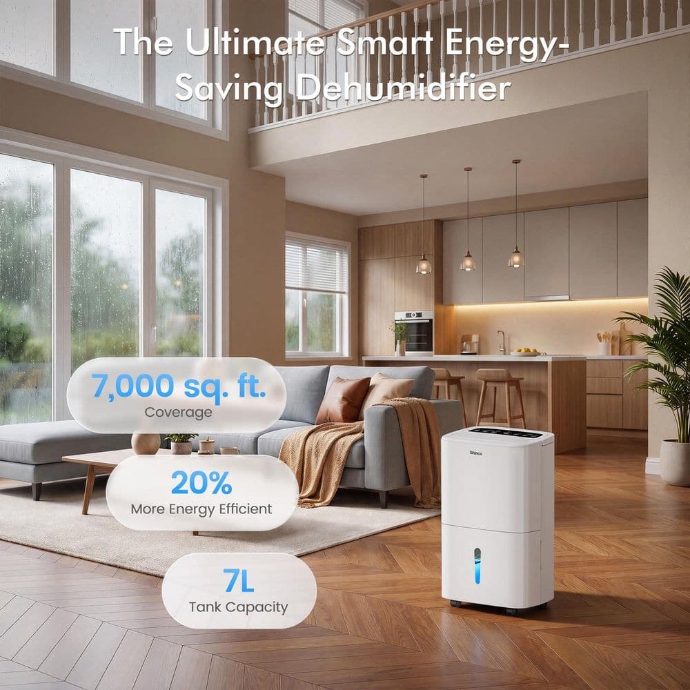 Edendirect 150 pt. 7,000 sq. ft. Dehumidifier in White with Pump, Wi-Fi Enabled, Auto Defrost, Large 14.8 pt. Bucket, 24 H Timer (2)