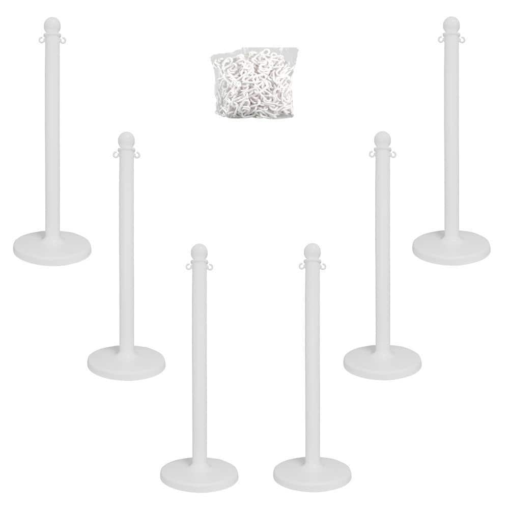 Mr. Chain Medium Duty White Stanchion and Chain Kit