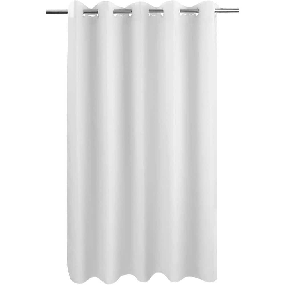 Unbranded Microfiber No Hook Hotel Cloth Shower Curtain Waterproof Soft Washable Fabric with Magnets in White 71x74