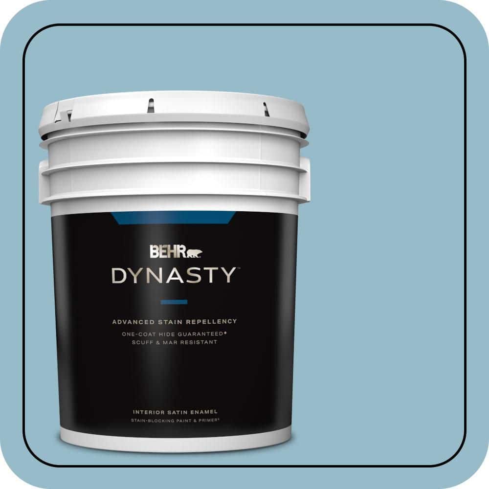 BEHR DYNASTY 5 gal. #S480-3 Sydney Harbour One-Coat Hide Satin Enamel Interior Stain-Blocking Paint and Primer