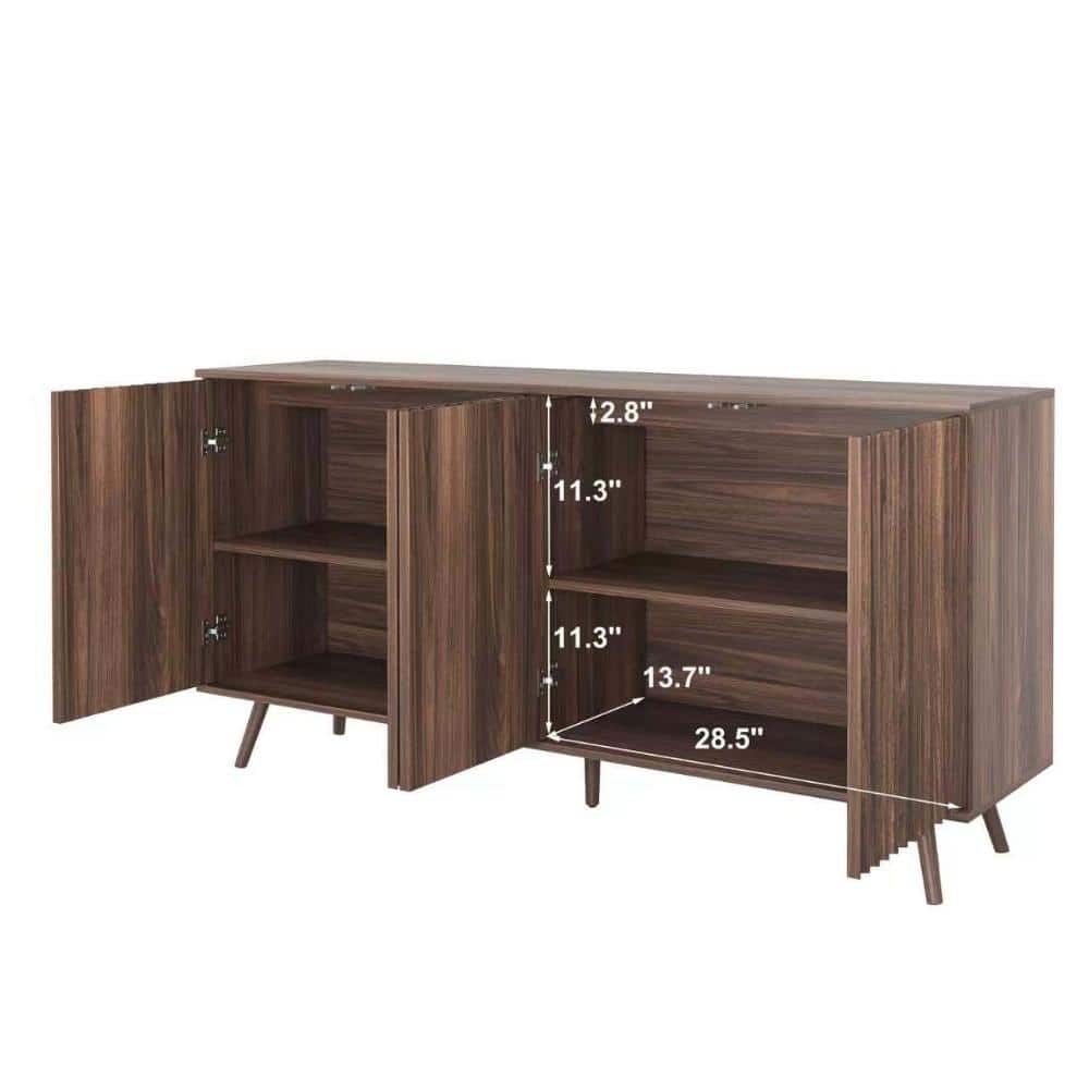 COWLOWN 59.2 in. W x 15.6 in. D x 30.8 in. H Brown Linen Cabinet with 4 Doors (1)
