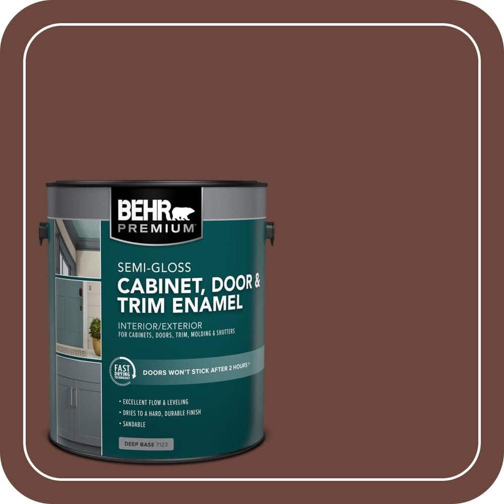 BEHR PREMIUM 1 gal. #ECC-42-3 Deep Cherrywood Semi-Gloss Enamel Interior/Exterior Cabinet, Door & Trim Paint