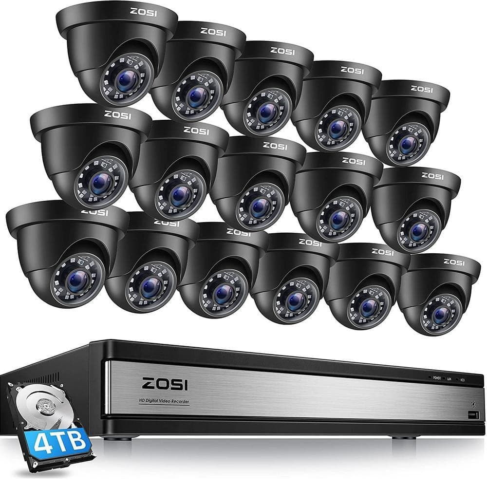 ZOSI 16-Channel 1080p 4TB DVR Security Camera System with 16 Wired Dome Cameras, 80 ft. Night Vision (1)