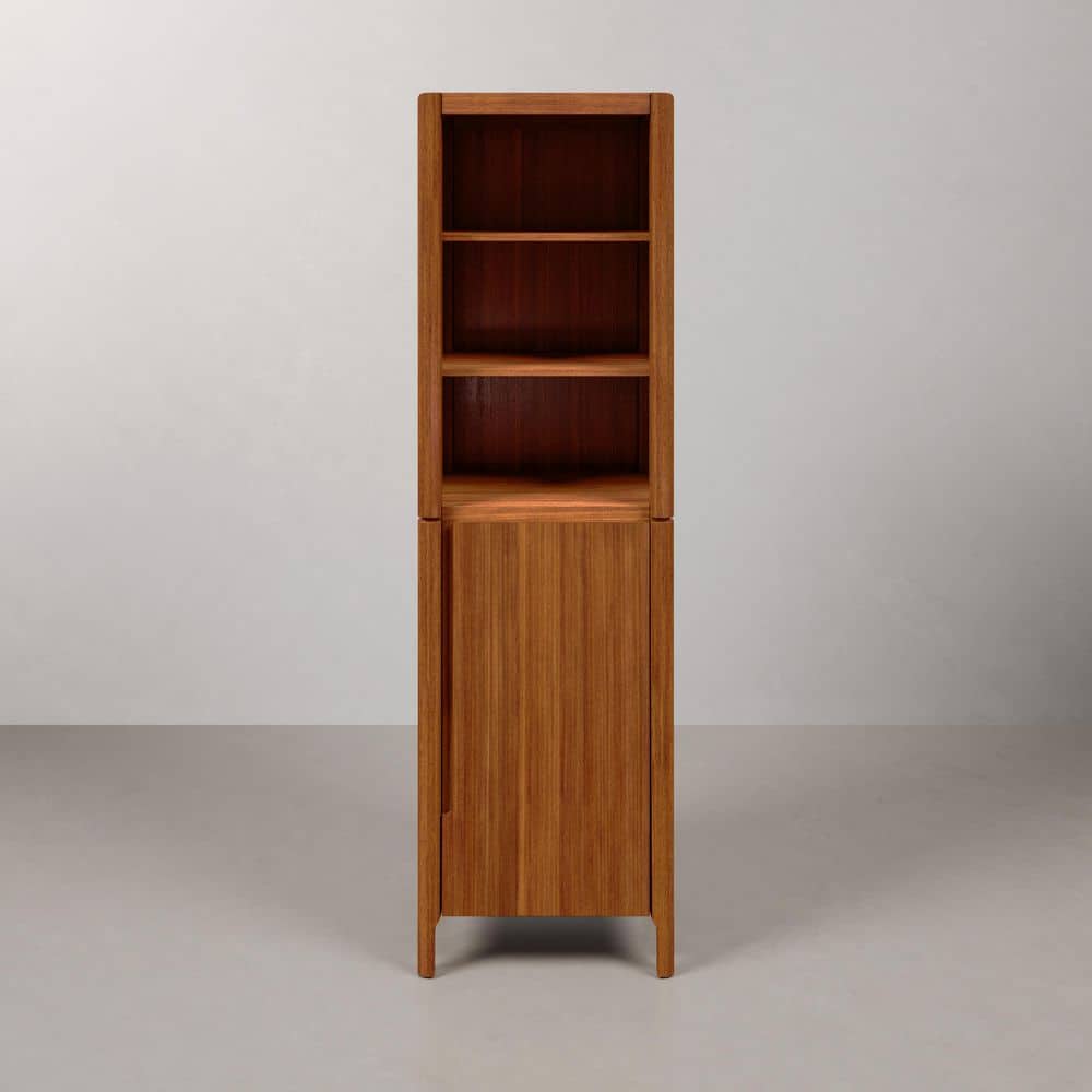 Water Creation Sequoia 21 in. W x 17 in. D x 72 in. H Free Standing Linen Cabinet In Mango Wood Brown Finish (2)