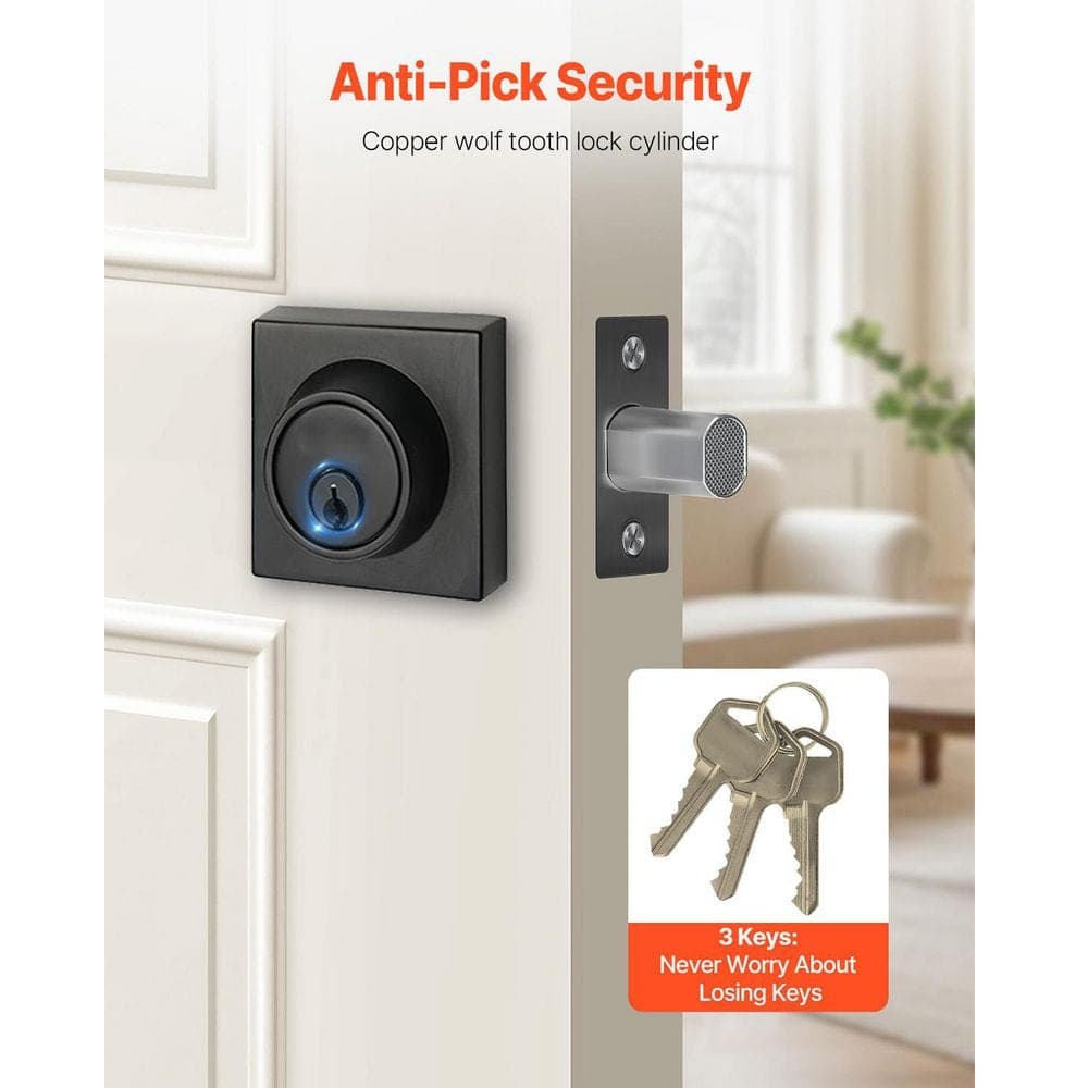 SKYSHALO Deadbolt Lock, Square Single Cylinder Dead Bolt, Keyed 1 Side, Fits Standard Size Interior and Exterior Pocket Door (3)