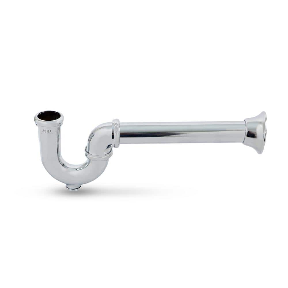 PLUMBFLEX 1-1/2 in. Utility/ Milwaukee P-Trap with Drain Plug for Tubular Drain Applications, 17GA Chrome Plated Brass (2)