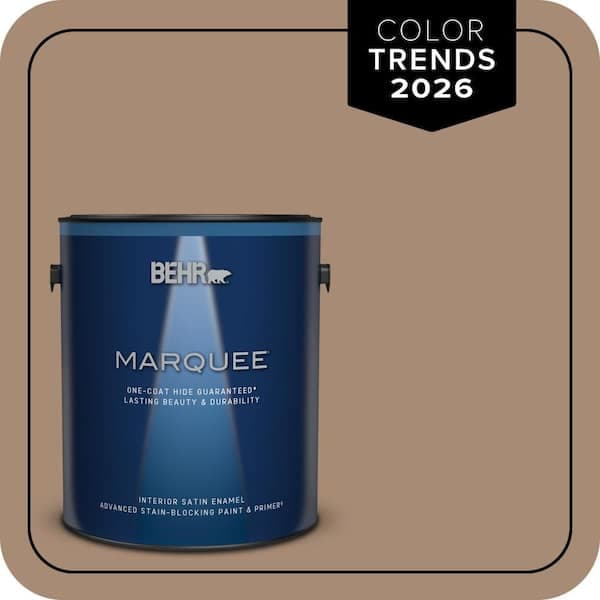 BEHR MARQUEE 1 gal. #N240-5 Rodeo Tan One-Coat Hide Satin Enamel Interior Paint & Primer (2)