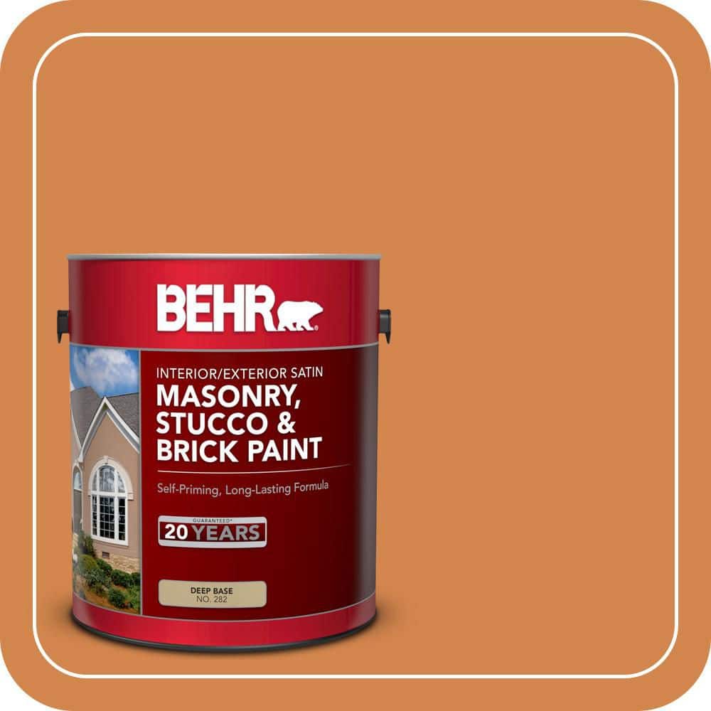 BEHR 1 gal. #PPU3-03 Flaming Torch Satin Interior/Exterior Masonry, Stucco and Brick Paint