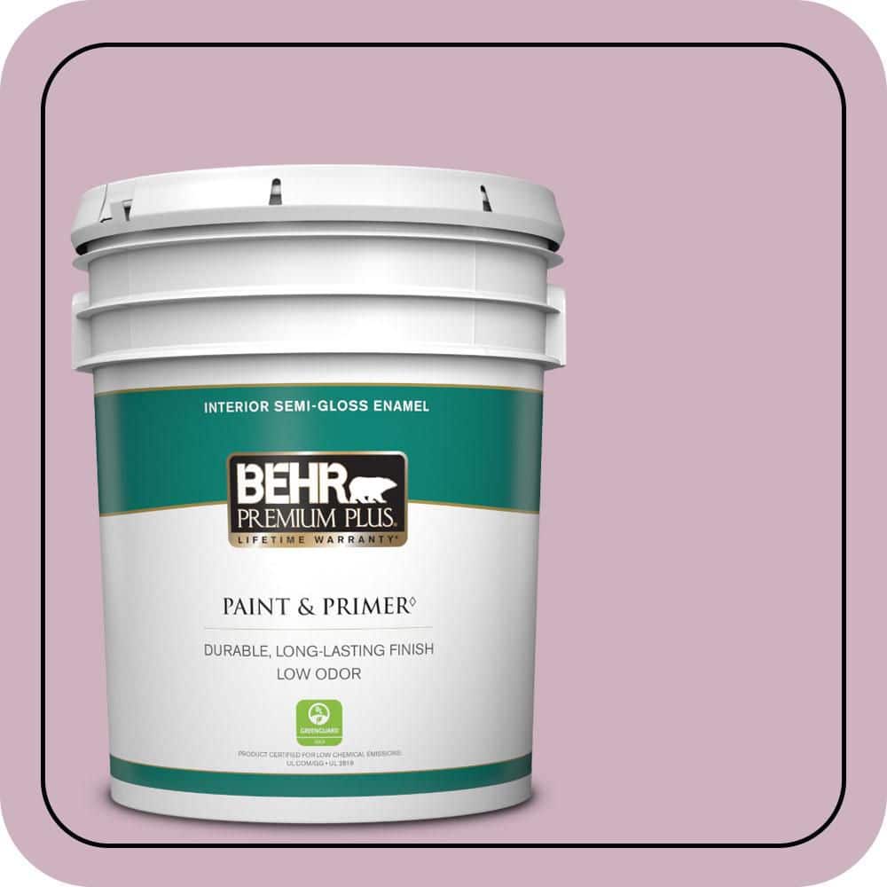 BEHR PREMIUM PLUS 5 gal. #S120-3 Candlelight Dinner Semi-Gloss Enamel Low Odor Interior Paint & Primer