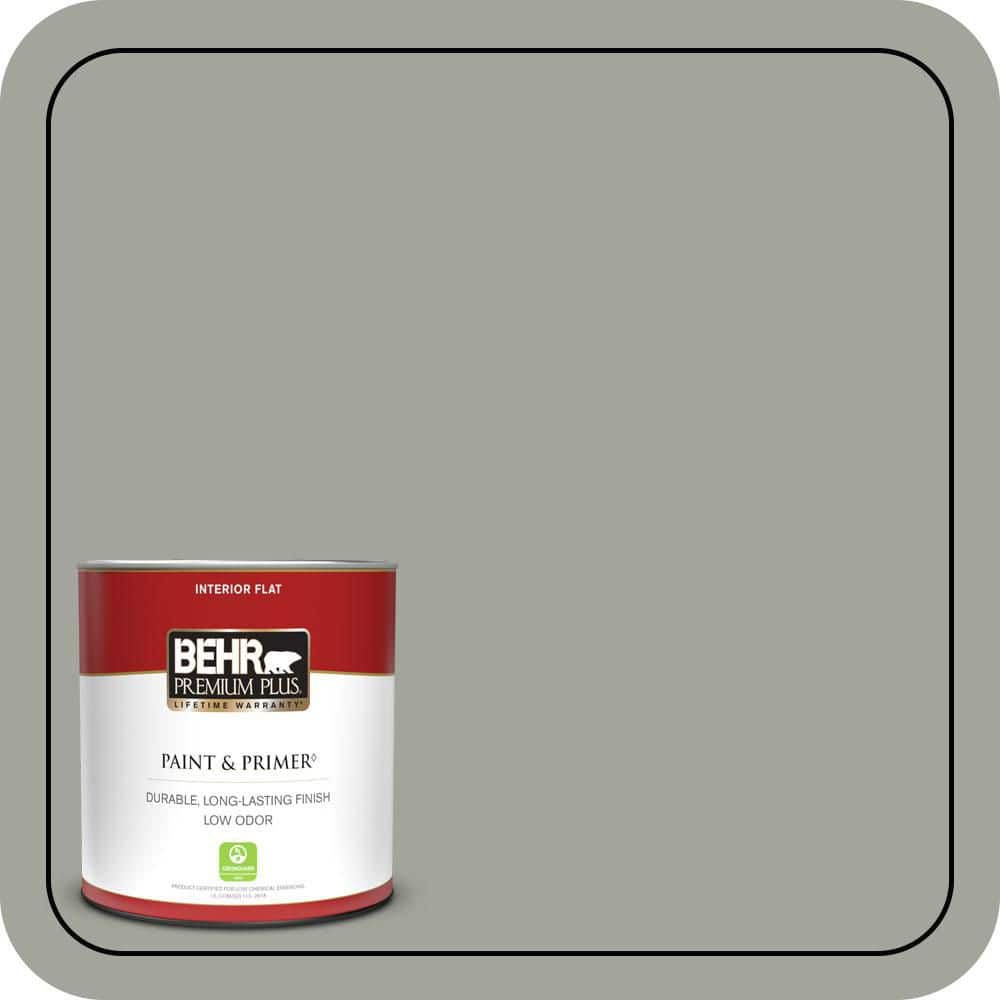 BEHR PREMIUM PLUS 1 qt. #N380-4 Strong Winds Flat Low Odor Interior Paint & Primer