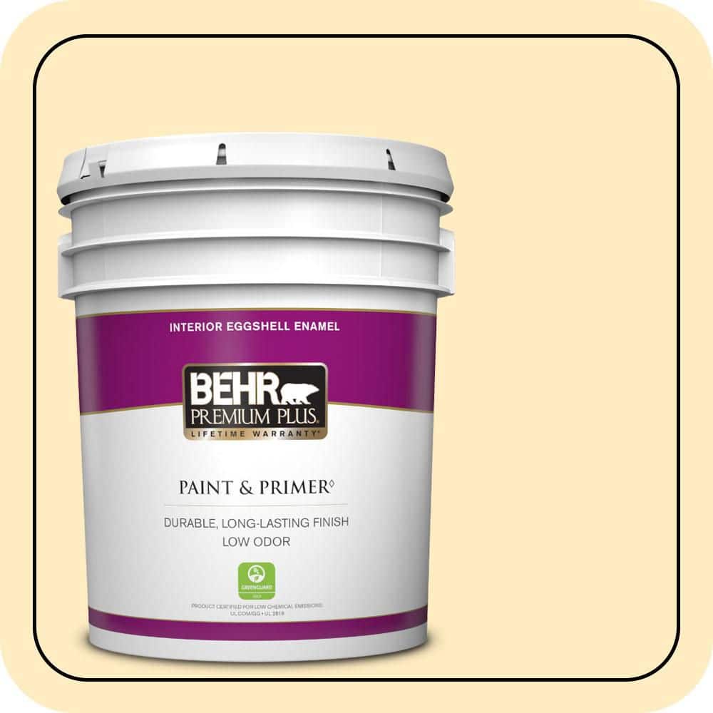 BEHR PREMIUM PLUS 5 gal. #P260-2 Yogurt Eggshell Enamel Low Odor Interior Paint & Primer