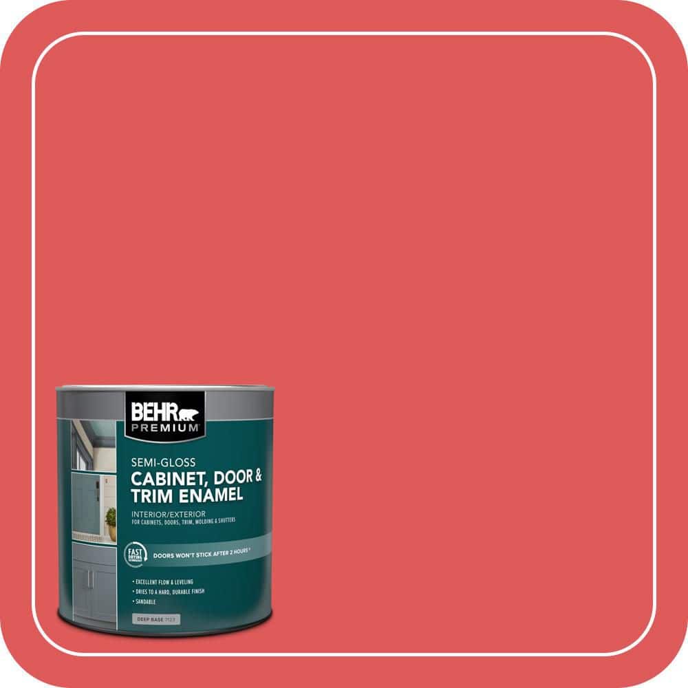 BEHR PREMIUM 1 qt. #150B-6 Firecracker Semi-Gloss Enamel Interior/Exterior Cabinet, Door & Trim Paint