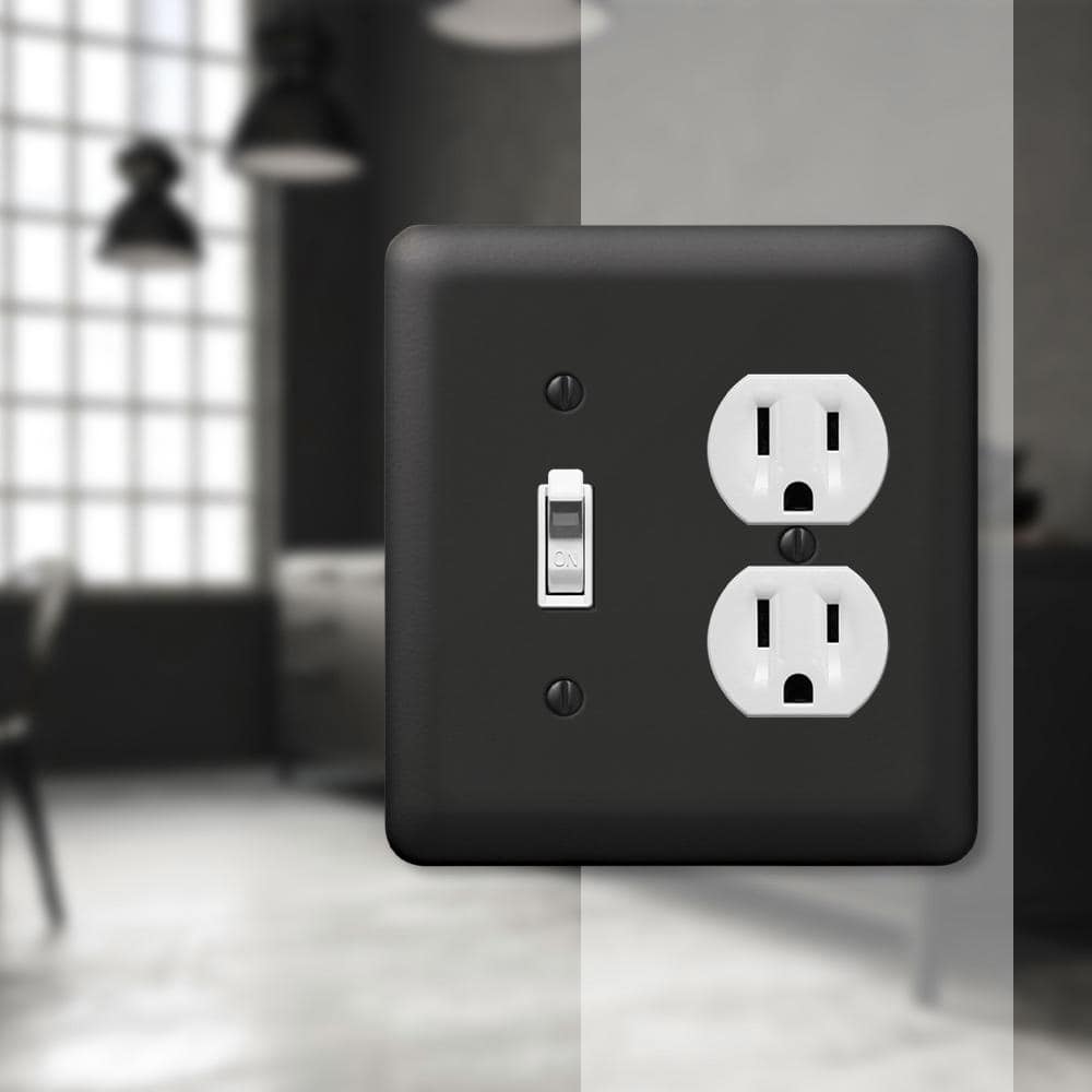 AMERELLE Declan 2 Gang 1-Toggle and 1-Duplex Steel Wall Plate (2)