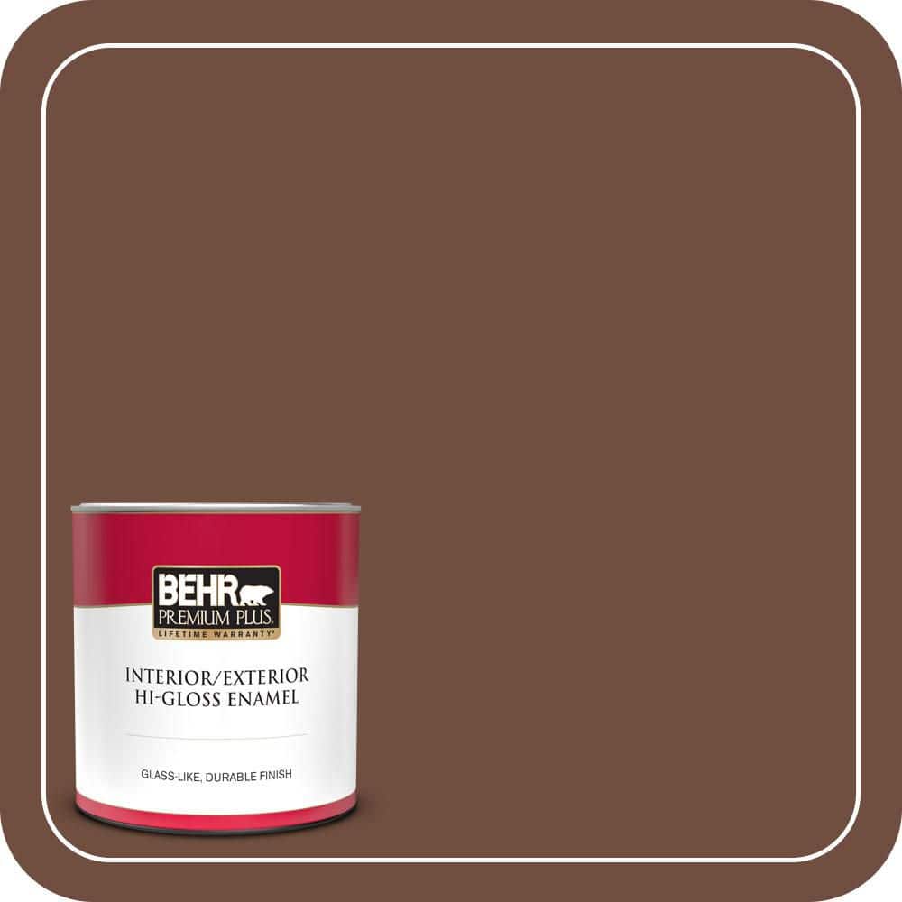BEHR PREMIUM PLUS 1 qt. #N160-7 Brown Velvet Hi-Gloss Enamel Interior/Exterior Paint & Primer (1)