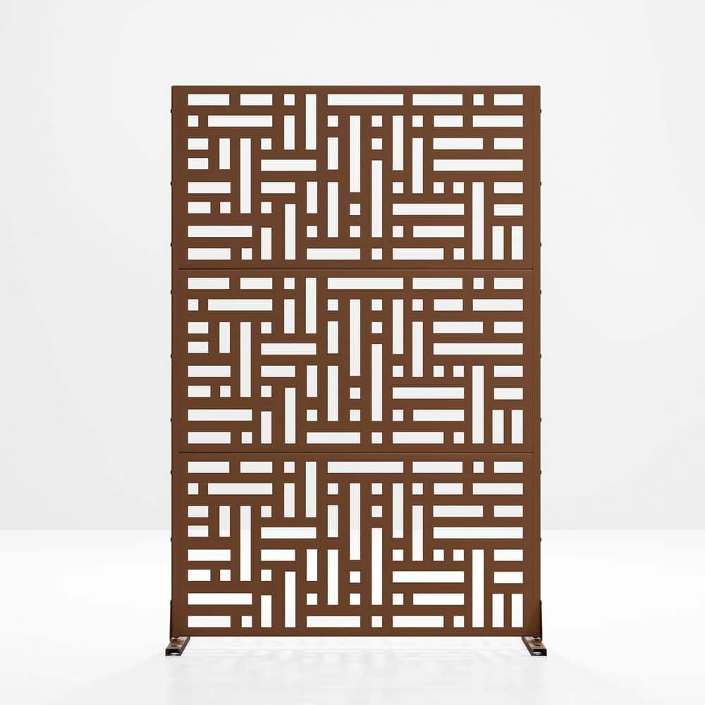 PexFix 6 ft. x 4 ft. Privacy Fence Screen Brown Galvanized Metal for Garden Fence in Mosaic Pattern (1)