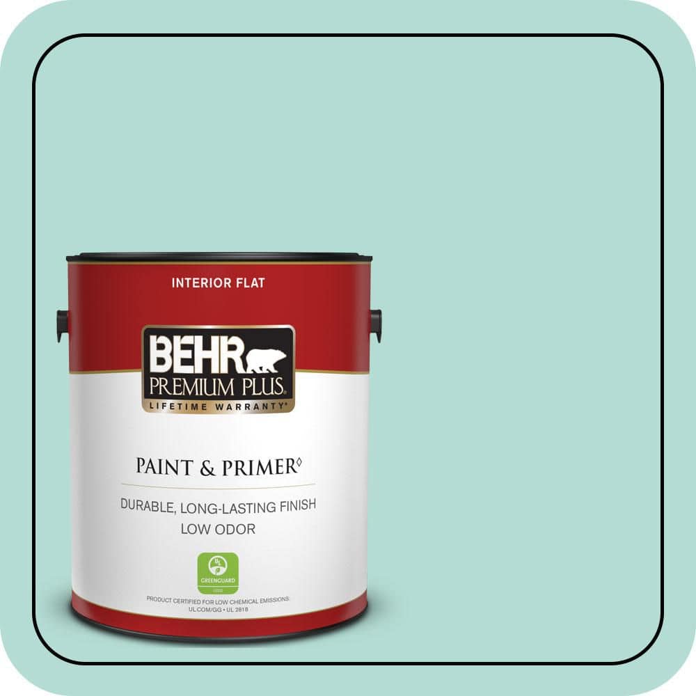 BEHR PREMIUM PLUS 1 gal. #490C-3 Balmy Seas Flat Low Odor Interior Paint & Primer