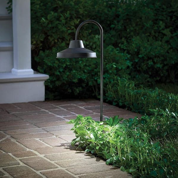 Hampton Bay Covington 90 Lumen Low Voltage Black LED Shepherd Hook Modern Farmhouse Weather Resistant Outdoor Landscape Path Light