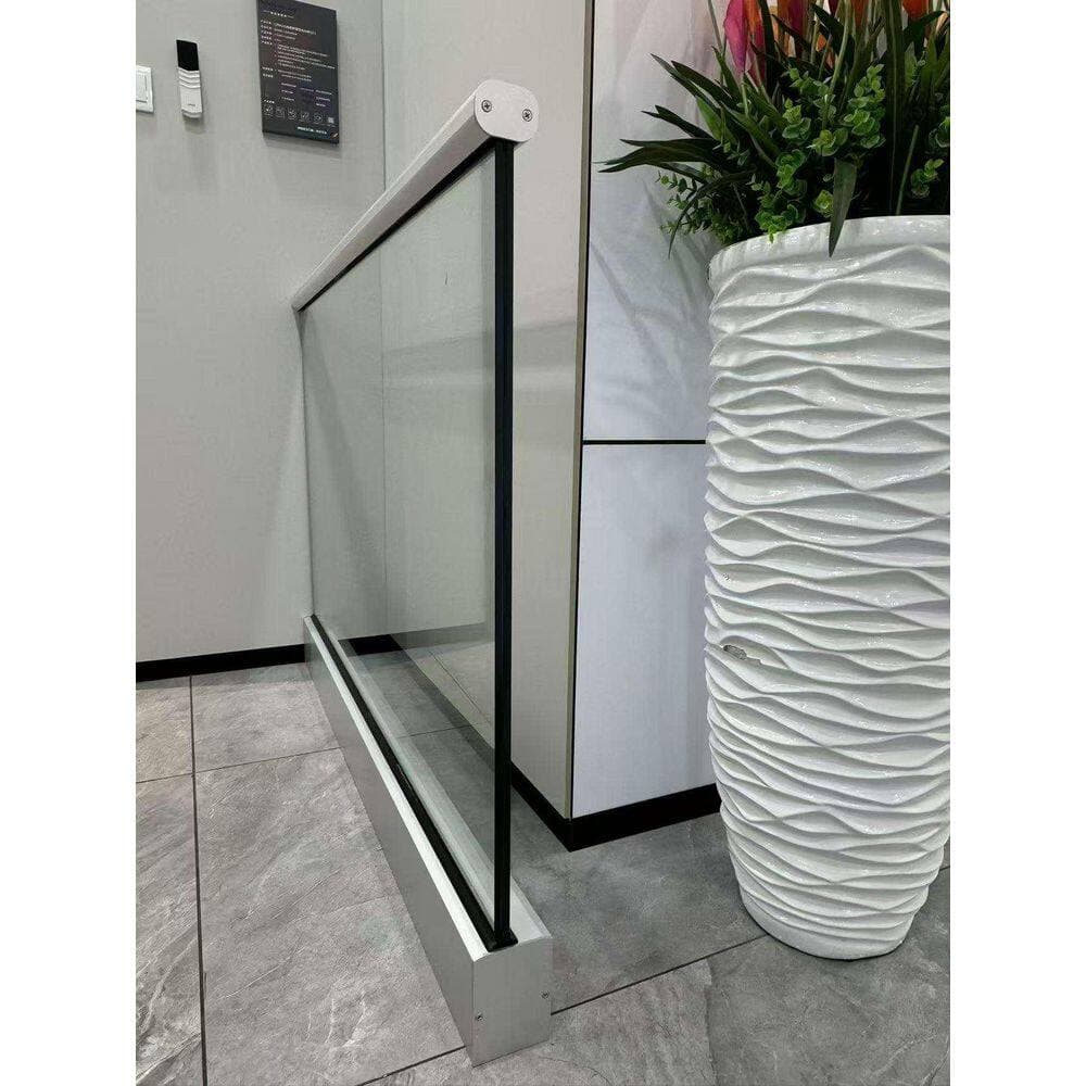ERIS 40 in. x 24 in. Clear Laminated Glass Railing with Aluminum Base and Top Handrail (3)