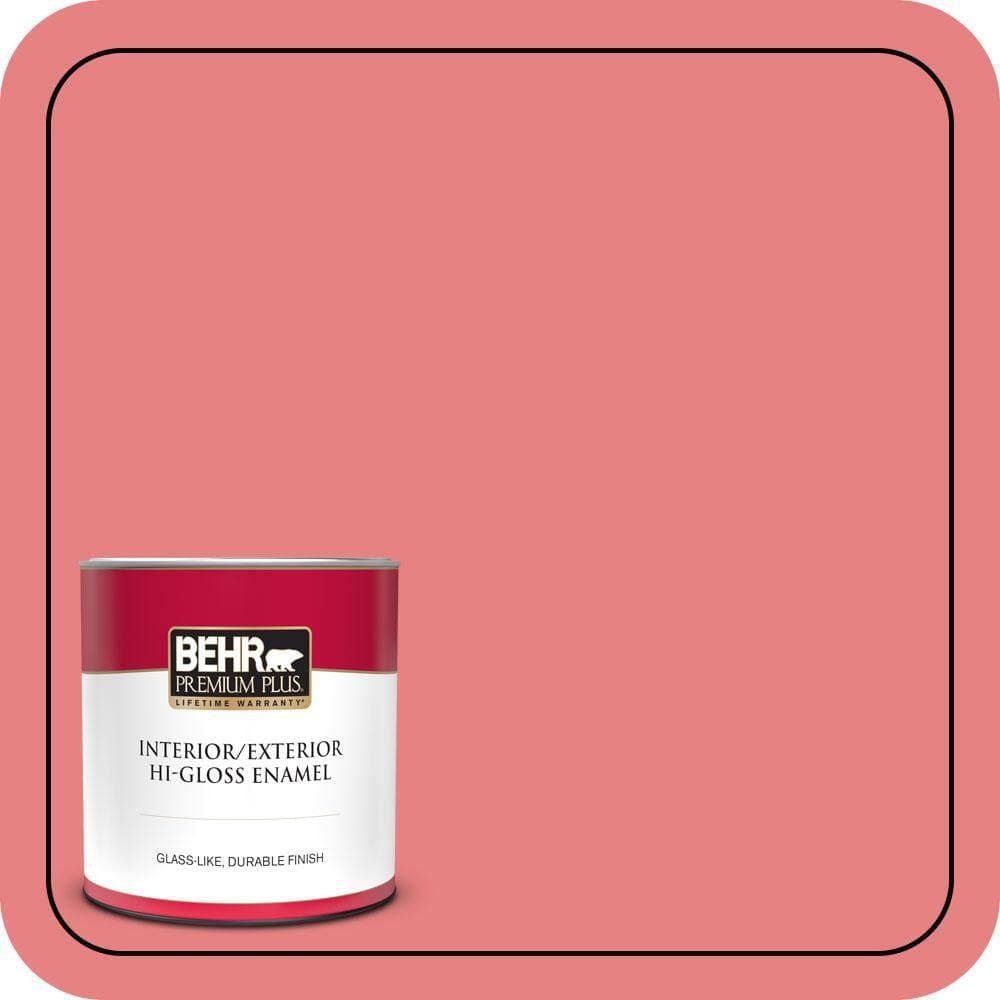 BEHR PREMIUM PLUS 1 qt. #P170-4 Sugar Poppy Hi-Gloss Enamel Interior/Exterior Paint & Primer (1)