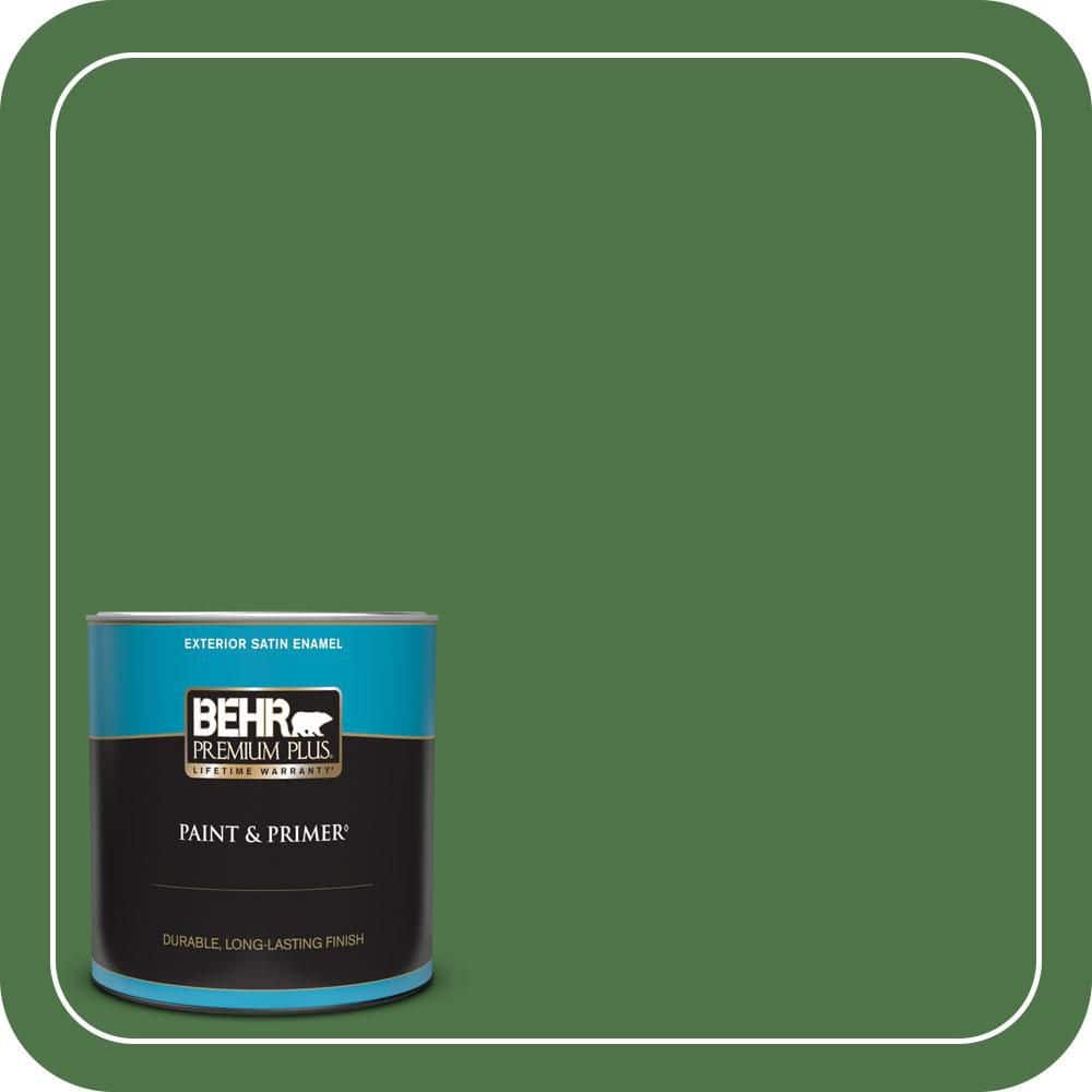 BEHR PREMIUM PLUS 1 qt. #MQ4-49 Emerald Forest Satin Enamel Exterior Paint & Primer