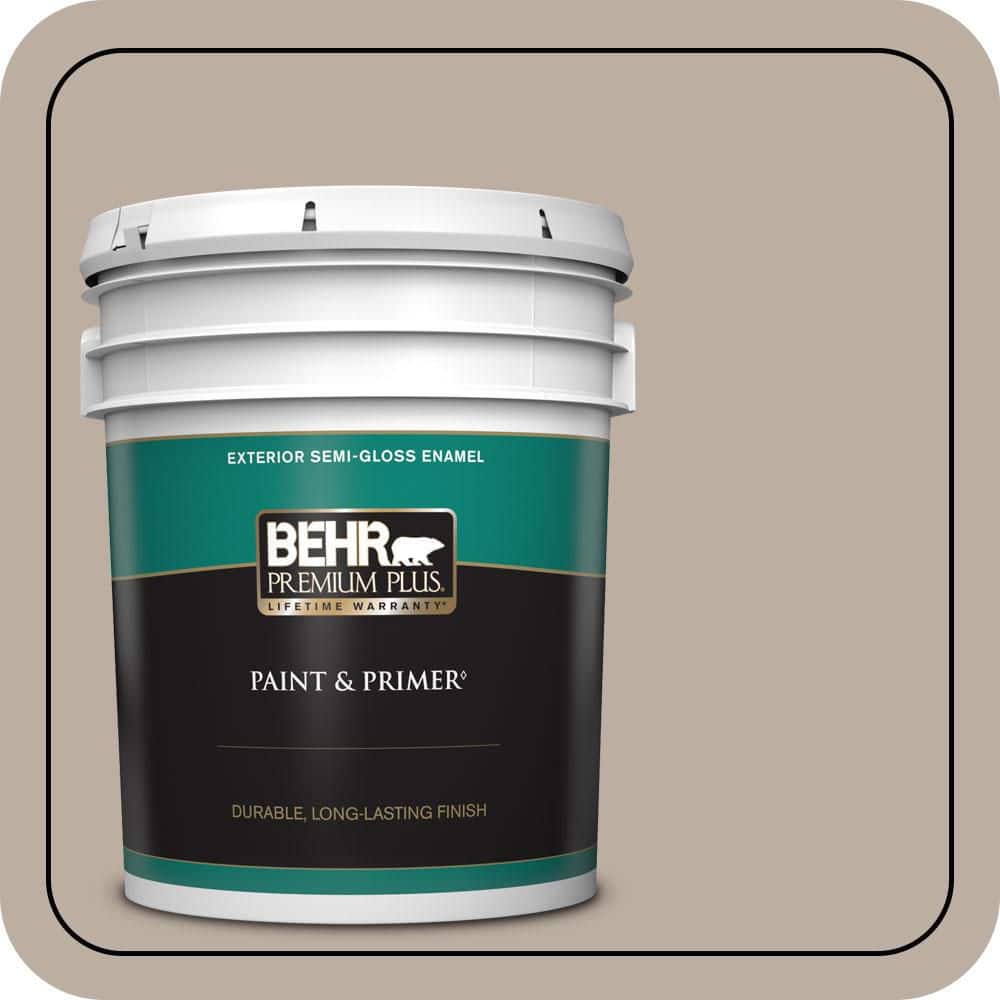 BEHR PREMIUM PLUS 5 gal. #N210-3 Barista Semi-Gloss Enamel Exterior Paint & Primer