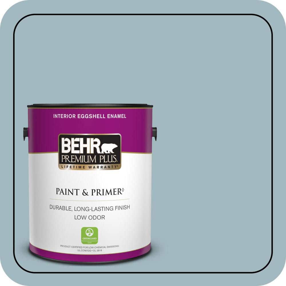 BEHR PREMIUM PLUS 1 gal. #BIC-23 Hopeful Blue Eggshell Enamel Low Odor Interior Paint & Primer (1)