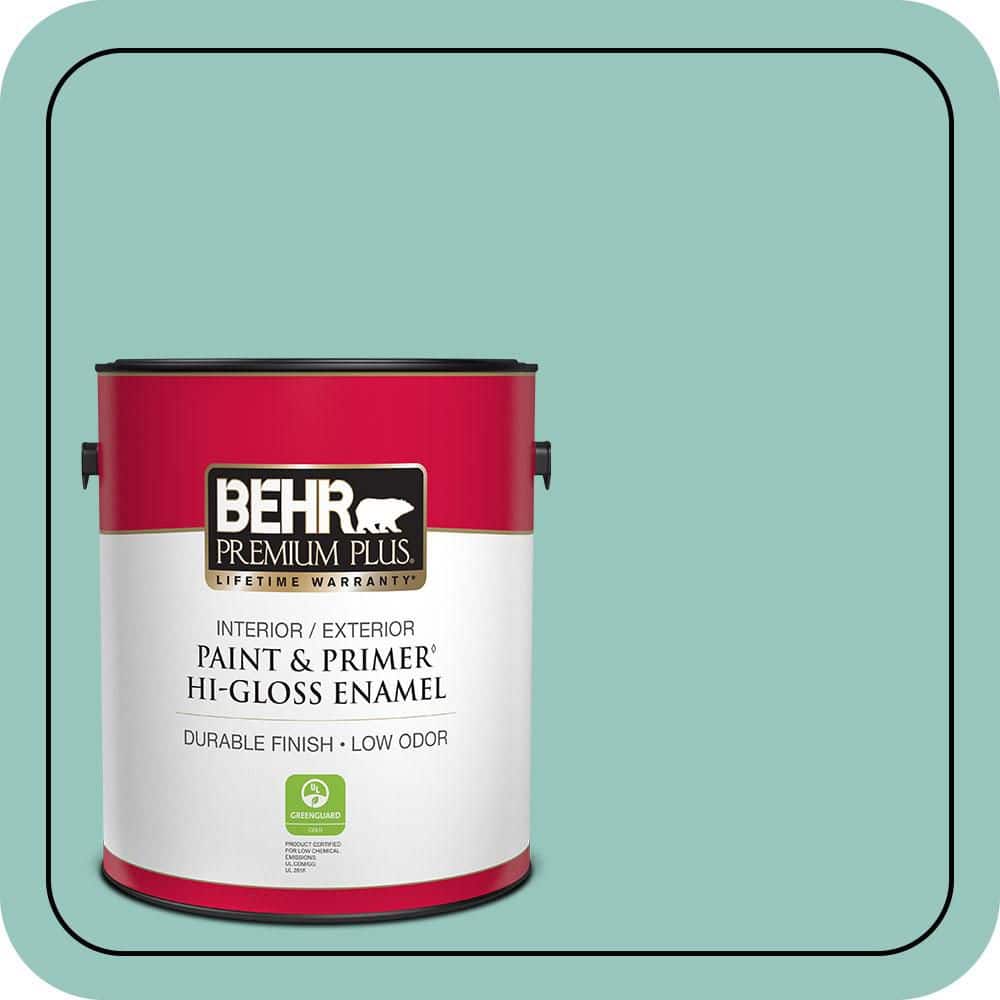 BEHR PREMIUM PLUS 1 gal. #490D-4 Eucalyptus Leaf Hi-Gloss Enamel Interior/Exterior Paint & Primer