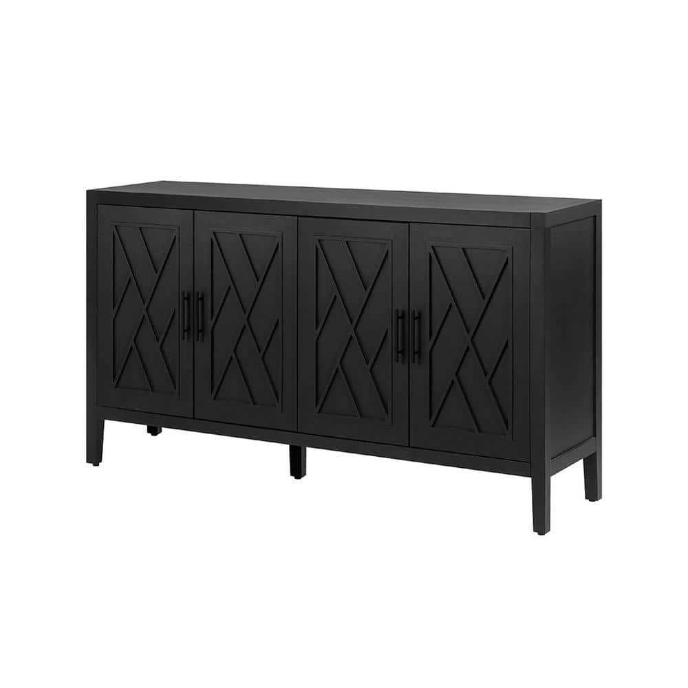Unbranded 59.8 in. W x 15.6 in. D x 32.3 in. H Bathroom Black Linen Cabinet (1)