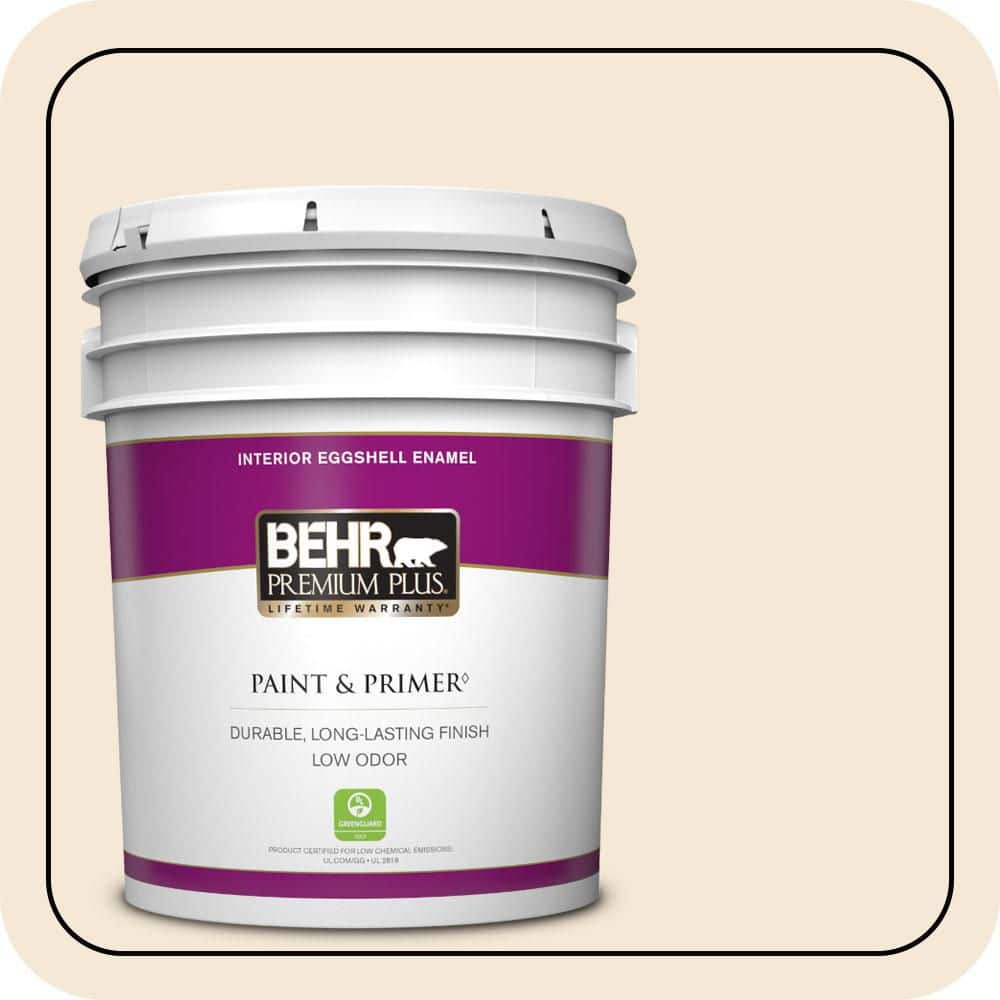 BEHR PREMIUM PLUS 5 gal. #W-B-220 Vanilla Delight Eggshell Enamel Low Odor Interior Paint & Primer
