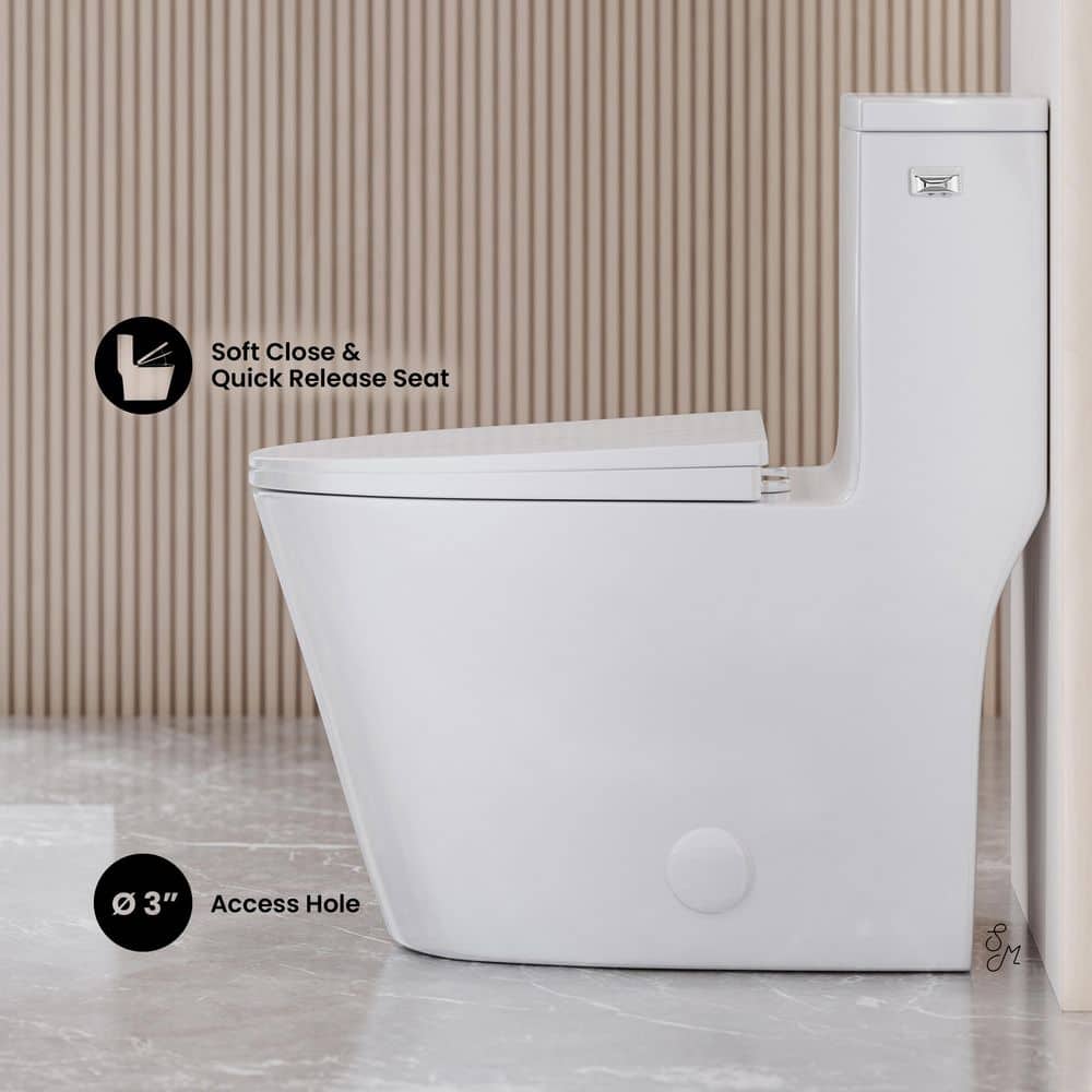 Swiss Madison Dreux 1-Piece 12 in. Rough-in 1.28 GPF Right Single Flush Elongated Toilet in Glossy White (3)