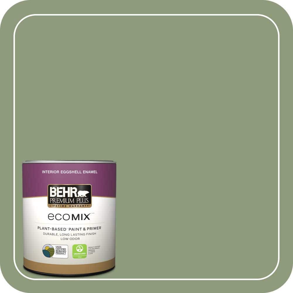 BEHR PREMIUM PLUS 1 qt. #ICC-76 Herbal Scent Eggshell Enamel EcoMix Plant-Based Interior Paint & Primer (1)