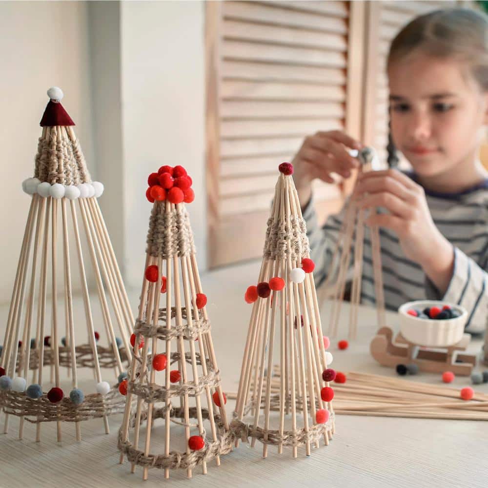 Angel Sar 100-Piece 12 in. x 0.25 in. Dowel Rods Wood Sticks Wooden Dowel Rods for Craft Projects, DIY (2)