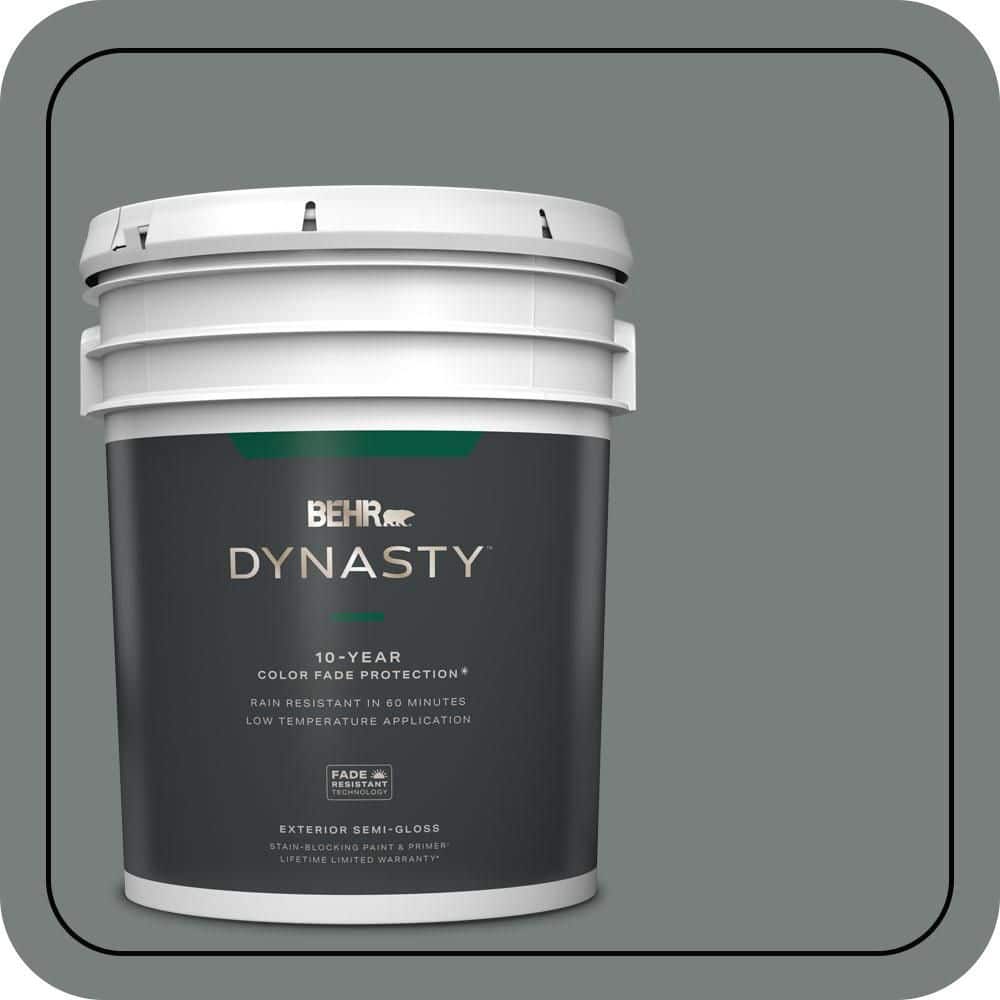 BEHR DYNASTY 5 gal. #PPU25-18 Shutter Gray Semi-Gloss Exterior Stain-Blocking Paint & Primer