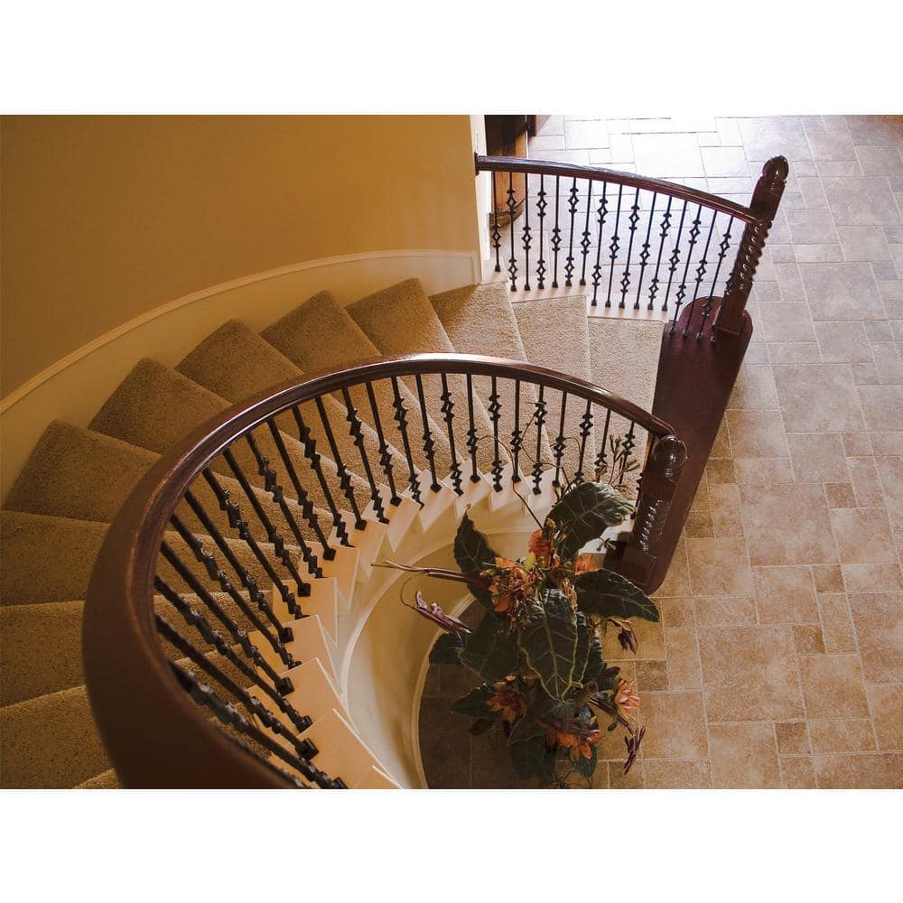 HOUSE OF FORGINGS Tuscan Square Hammered 44 in. x 0.5625 in. Satin Black Double Diamond Solid Wrought Iron Baluster (3)