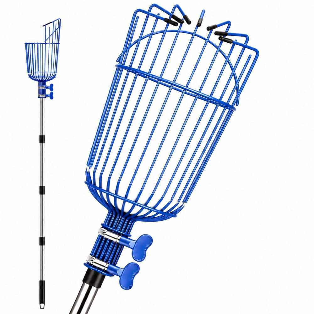 Misopily 40-70 in. Fruit Picker Pole with Basket Adjustable Aluminum Tool for Apple Avocado Orange Peach Harvesting (1)