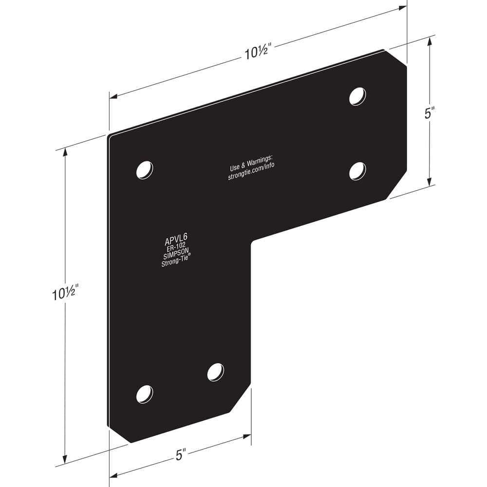 Simpson Strong-Tie Outdoor Accents Avant Collection ZMAX, Black Powder-Coated L Strap for 6x6 Lumber (3)