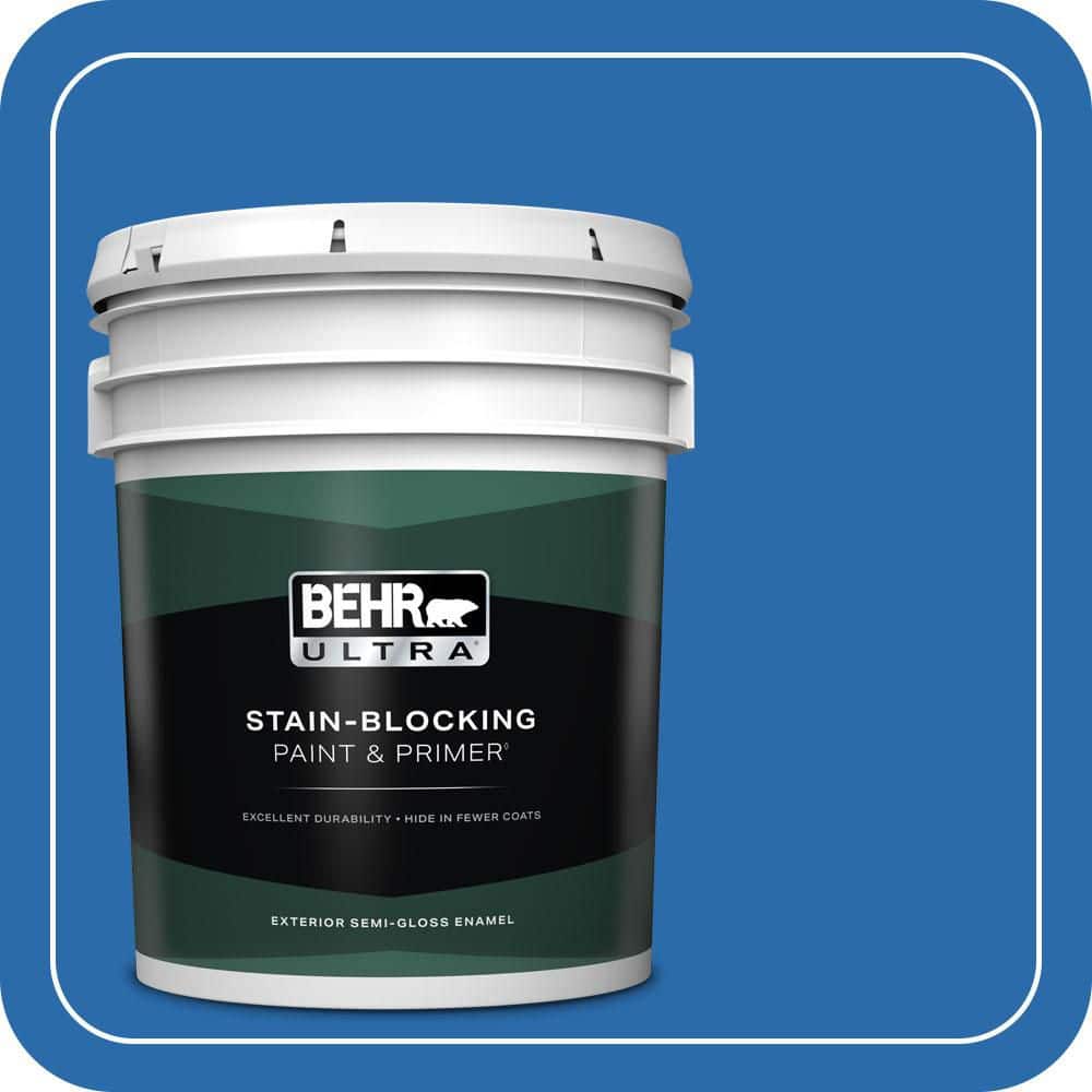 BEHR ULTRA 5 gal. #MQ4-24 Electric Blue Semi-Gloss Enamel Exterior Paint & Primer