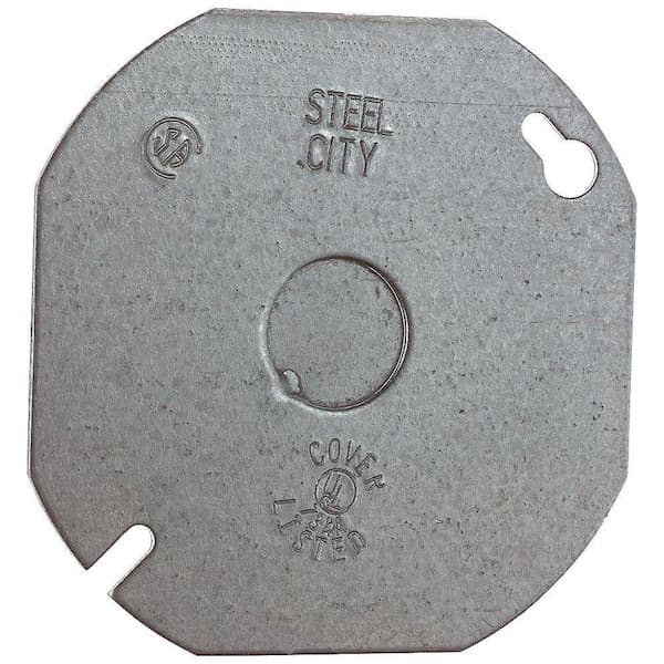 Steel City 4 in. Octagon Flat Cover with 1/2 in. Knockout (54C6-25R) (2)