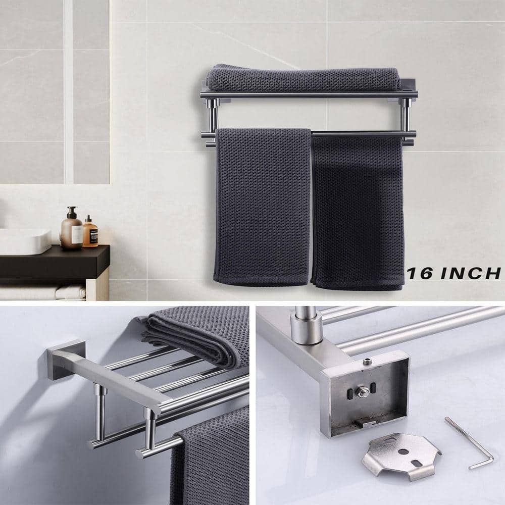 ARCORA 16 in Stainless Steels Wall Mounted Towel Rack in Brushed Nickel (3)