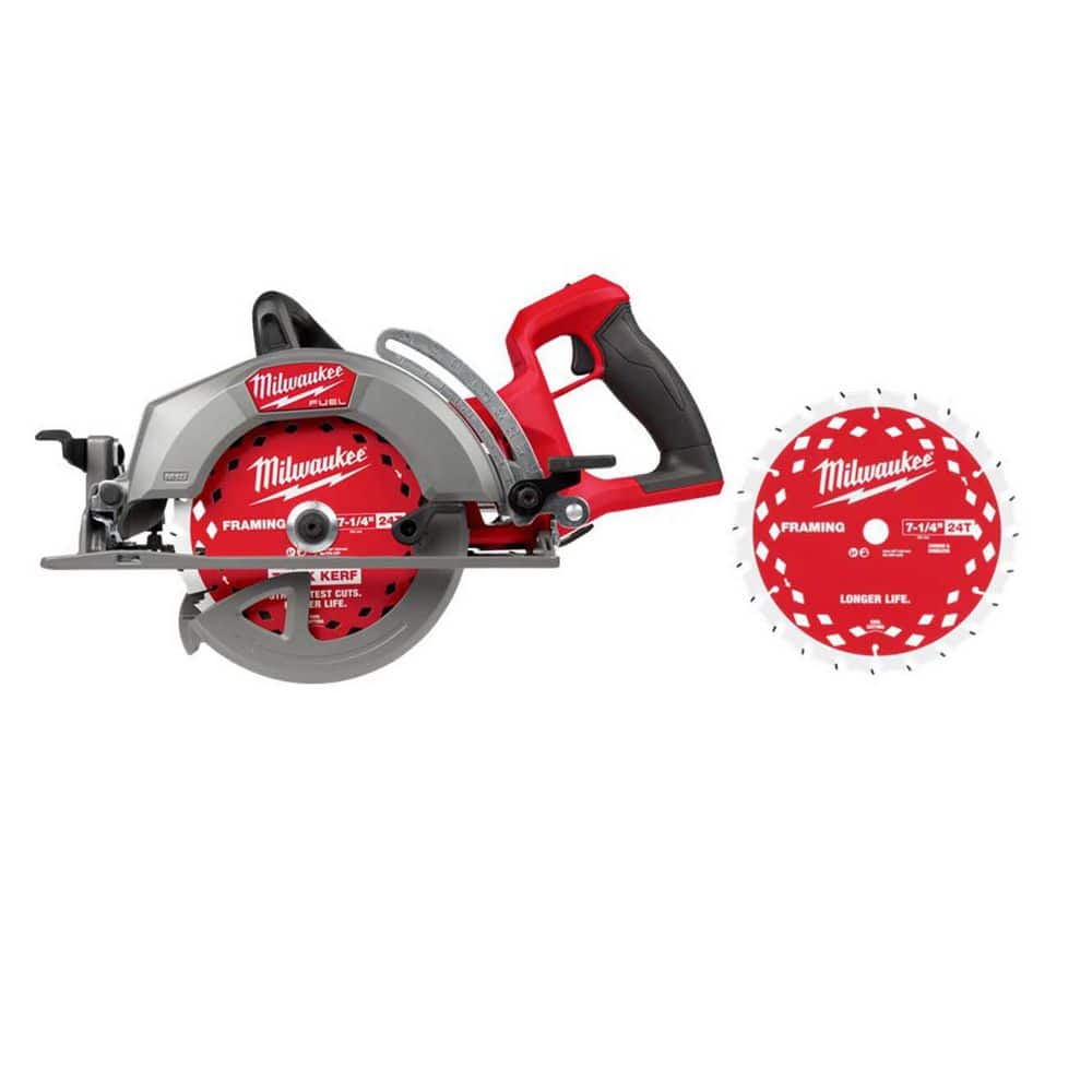 Milwaukee M18 FUEL 18V 7-1/4 in. Rear Handle Circular Saw (Tool Only) with 7-1/4 in. 24T Framing Blade (1)