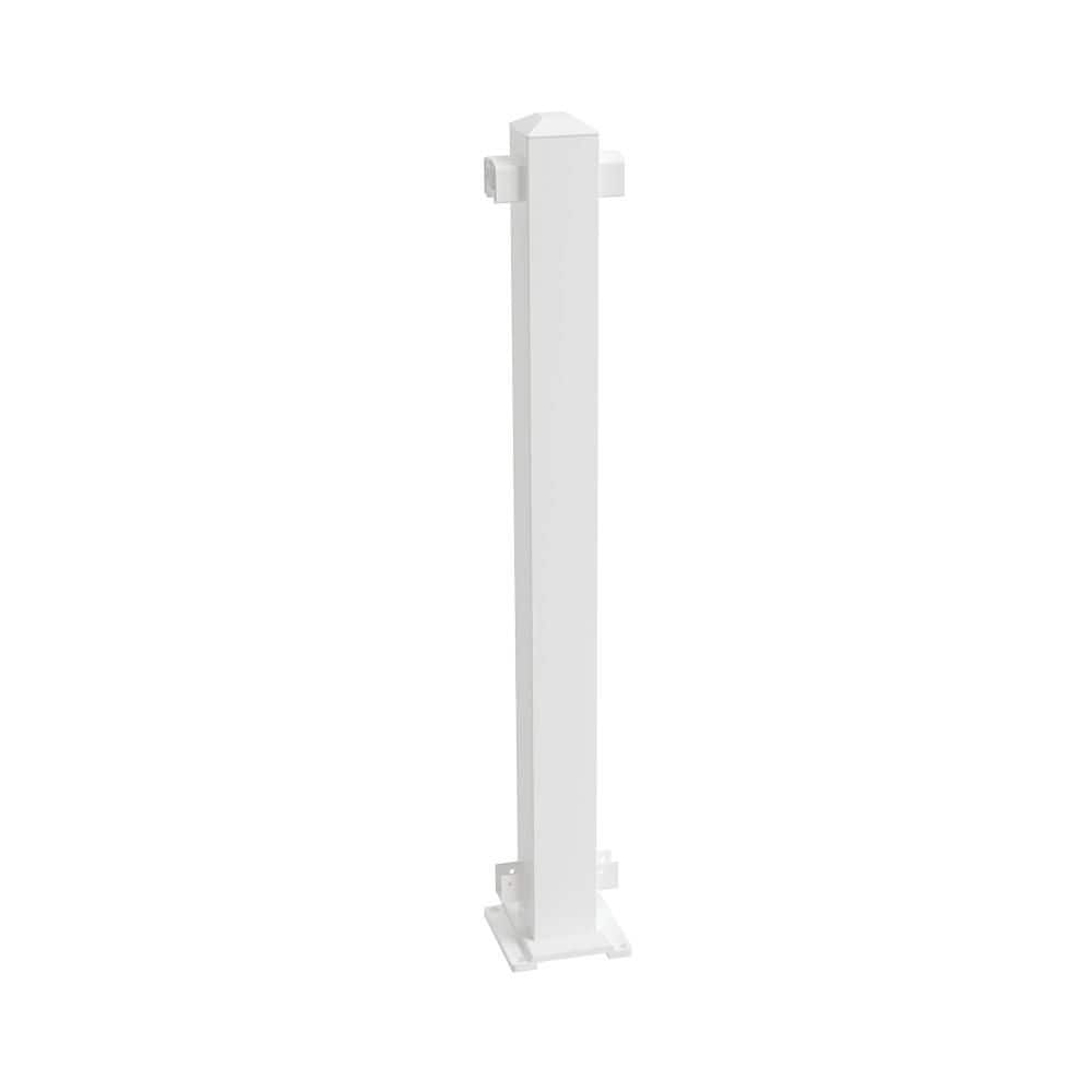 PEAK Aluminum Railing 3 x 3 Mid Post Aluminum Deck Railing in White for 36 in High System (1)