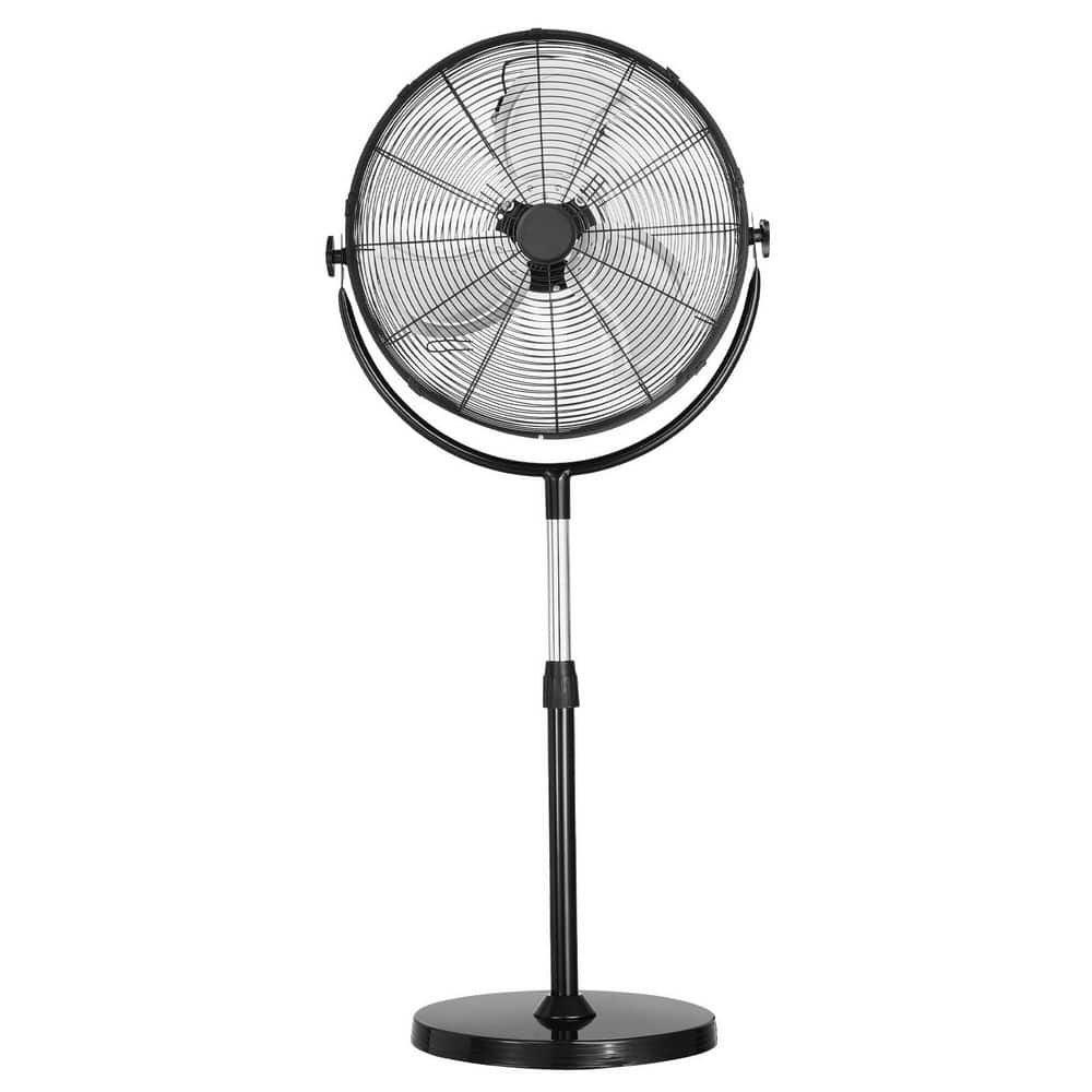Amucolo 20 in. 3-Speed 46.9-59.6 in. Height Adjustable Industrial Pedestal Fan Floor Fan in Black (1)