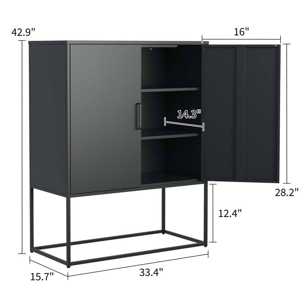 Unbranded 31.5 in. W 15.75 in. D 39.96 in. H Linen Cabinet Metal Storage Locker Cabinet, Mesh Doors, Adjustable Shelves (3)